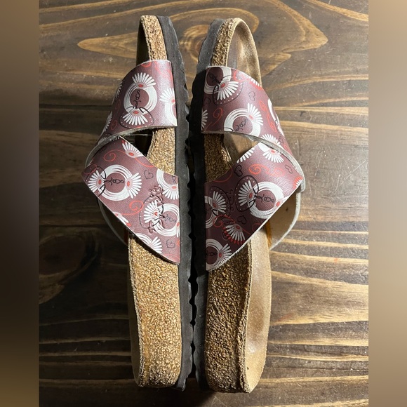 Birki's Birkenstock Sandals Size L5 EU36 230 Slip On Floral Print Brown Buckle - Picture 4 of 6